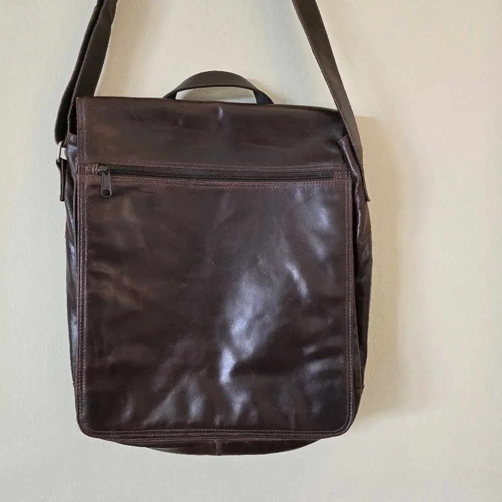 WILSON Leather Genuine Leather‎ Crossbody Bag Brown Unisex Laptop Bag